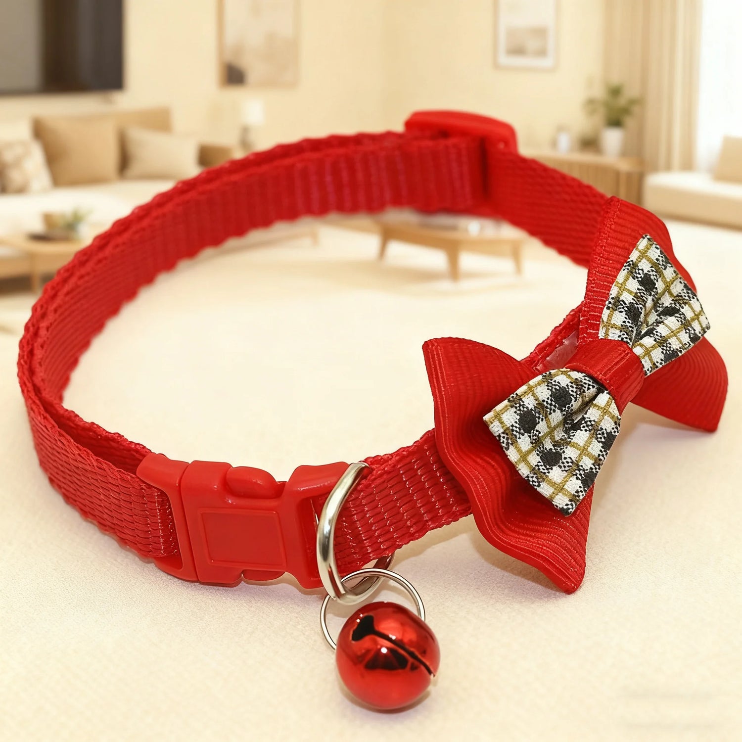 Red Cat Collar with Bow & Bell
